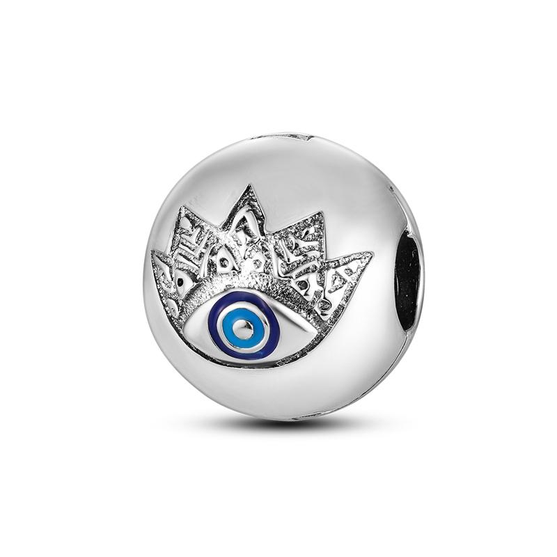 925 Silver Charms Beads Colorful Palm and Blue Eyes Pendants For Women Girls Bracelet Necklace Making Gifts