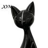 Desktop Succulents Holder Cute Cat-Shaped Sculpture, Hollow Out Ceramic Kitty Flower Pot with Smiling Face, Adorable Modern Planter Decor &