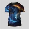 Men's Casual Round Neck T-Shirt Outdoor Sports Mountaineering Short Sleeve 3D Dog Bear Print Summer Breathable Men's T-Shirt Top