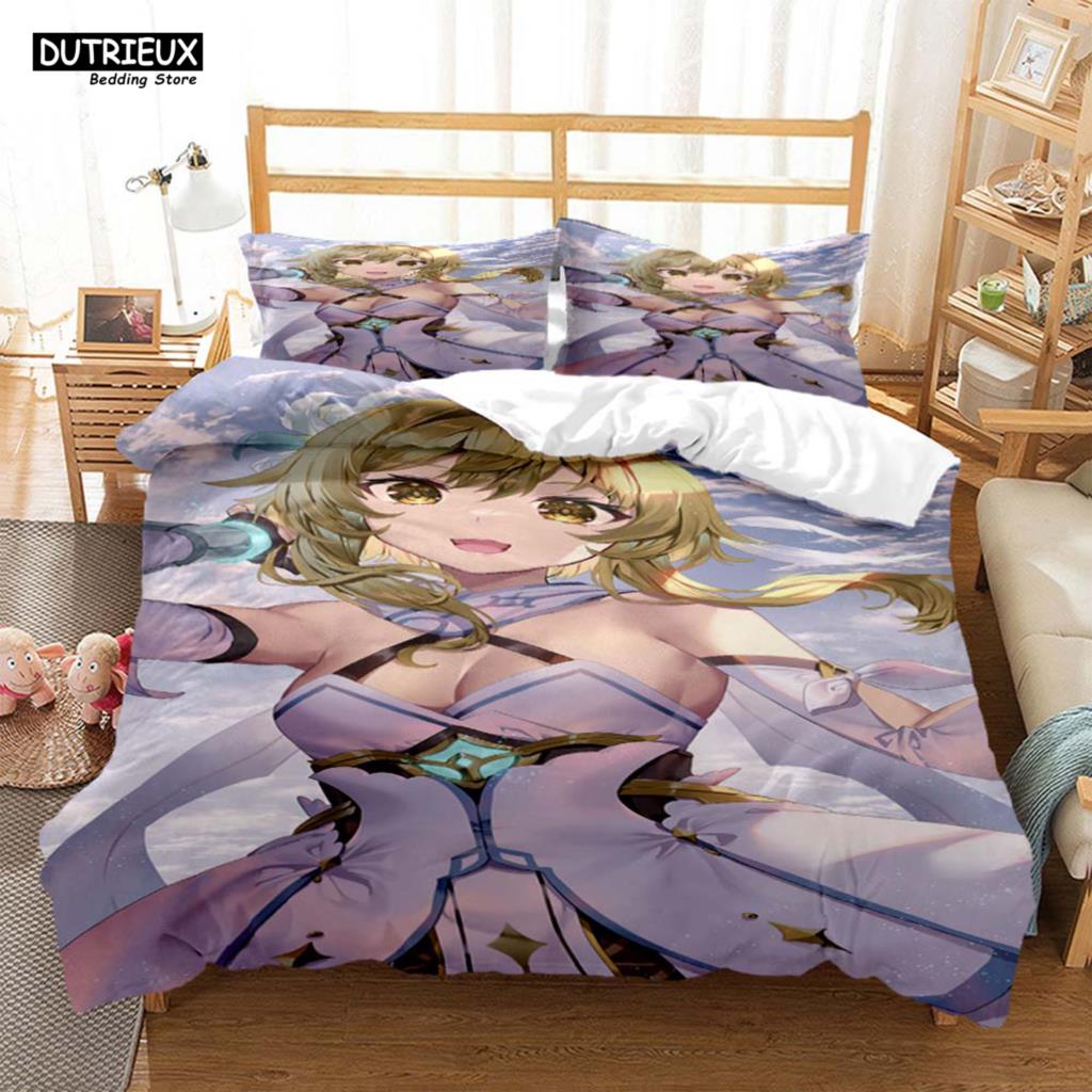 Genshin Impact Animation Cartoon Soft And Comfortable Customizable Comforter Bedding Sets Bedding Set Luxury Quilt Cover