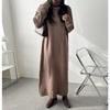 Autumn Long Sleeve Knitted Sweater Dress Women Elegant Winter Fashion Loose Knitwear Dress Female Simple Office Ladies Long Dresses Clothing 1328