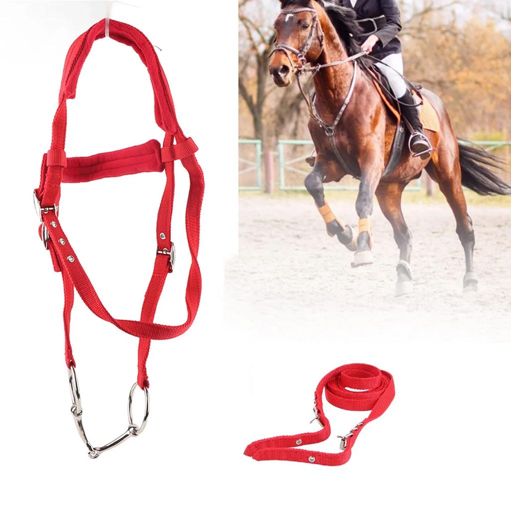 Adjustable Horse Bridle Rein Harness Headstalls With Soft Cushion Red