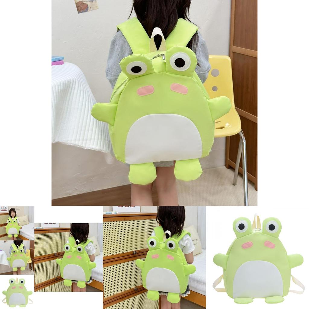Entzückender grüner Nylon-Frosch-Rucksack für Kinder Jungen und Mädchen Atmungsaktive Träger