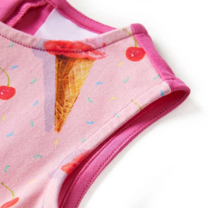 Robe fille - vidaXL - Modèle sans manches - Couleur rose - Taille 116 - Imprimé glaces et cerises