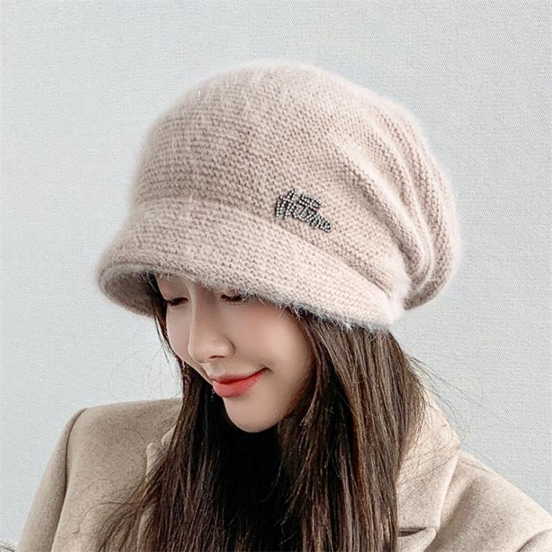 Fashion Winter Hat Real Rabbit Fur Winter Knitted Hats For Women Winter Warm Beanie Hats Women Solid Adult Cover Head Cap