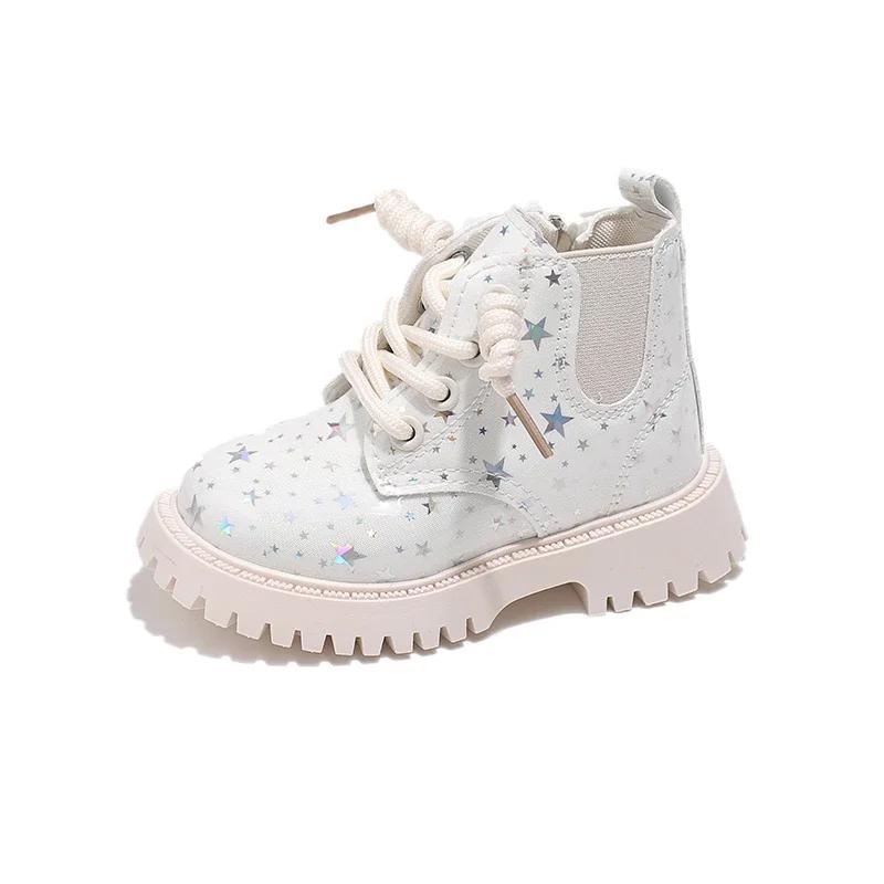 

Новые детские ботинки для девочек, повседневные весенне-осенние короткие ботинки для принцессы, модные лакированные из ПУ, детские кожаные ботинки на толстой подошве 21 бежевый