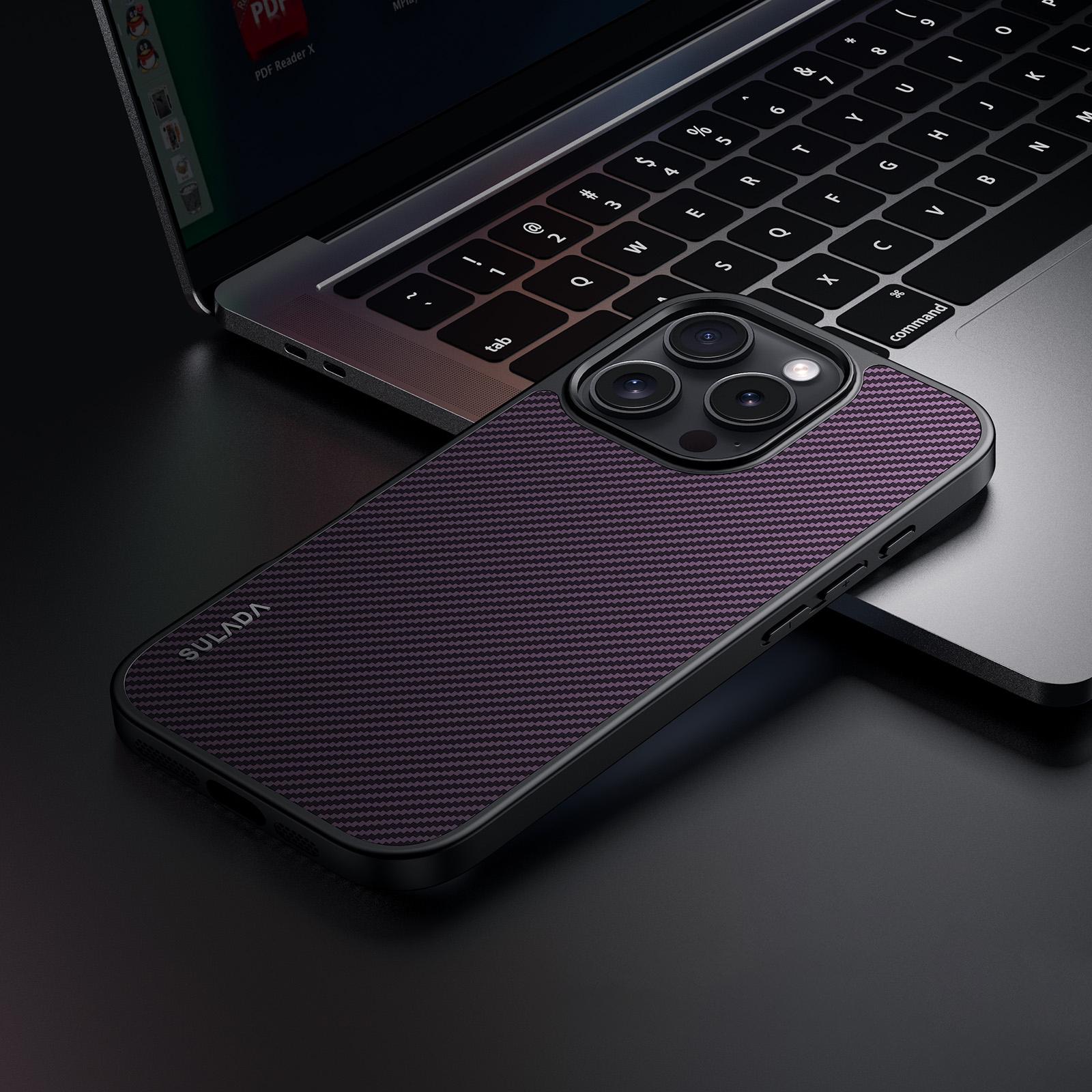 

SULADA For iPhone 16 Pro Case Compatible with MagSafe Metal Lens Frame PU+TPU Phone Cover Purple