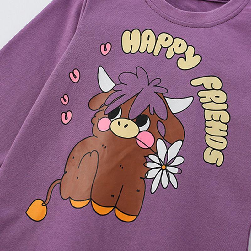 Children's Cartoon Cotton Pajamas Spring and Autumn Long Sleeve Baby Homewear Set Little Girl Heattech Long Johns Two-piece Set