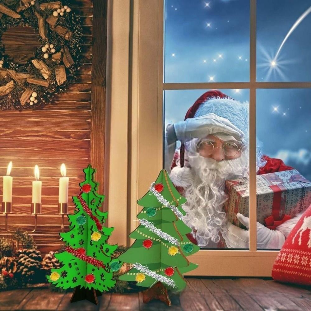 70 Stück DIY Handgemachter Weihnachtsbaum 3D Eltern-Kind-Interaktion Weihnachtsbaumschmuck Malen Holz-Zeichenbrett