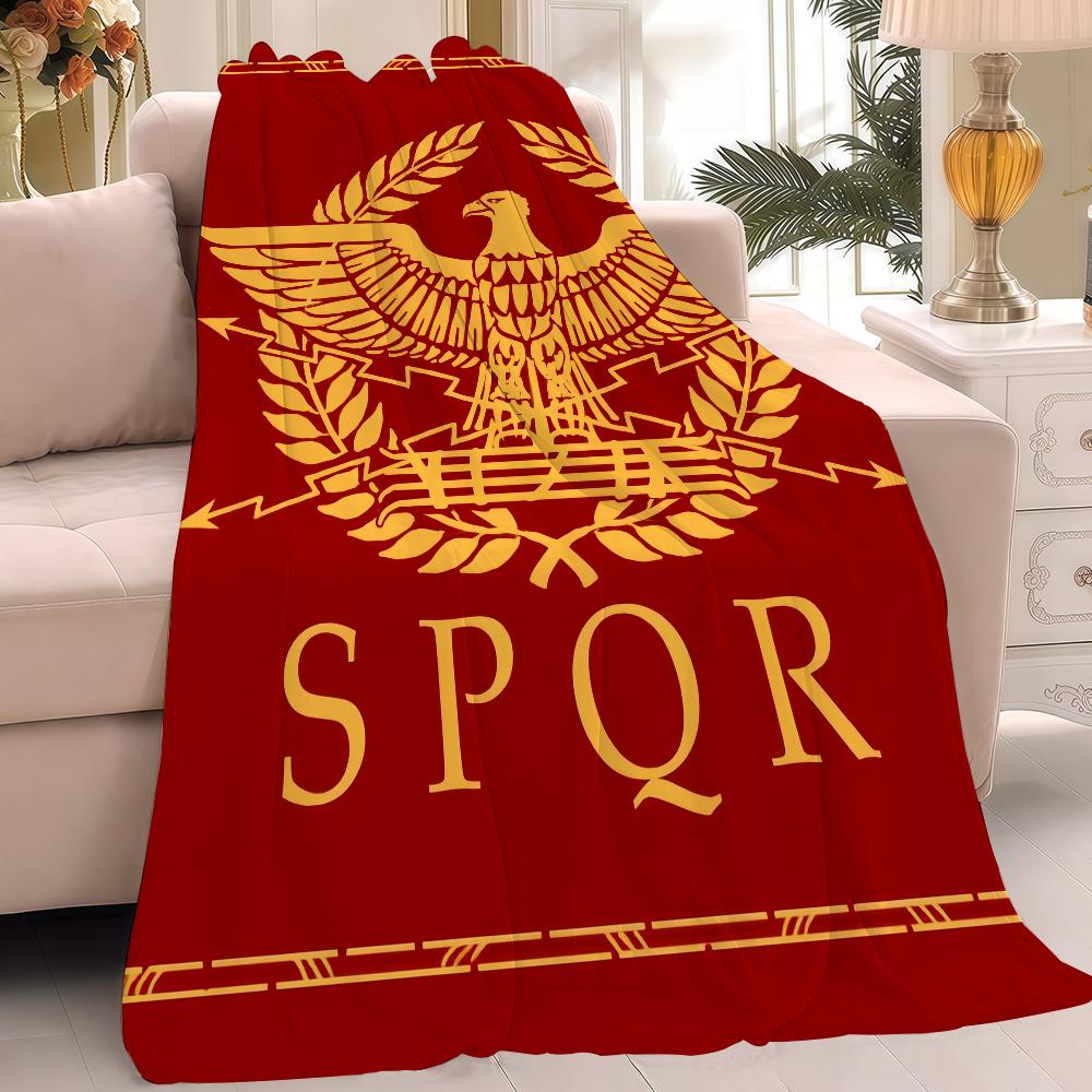 Gold Imperial Eagle Rome SPQR Blanket Warm Soft Suitable For Bedroom Sofa Bed Living Room Office Travel Camping Gifts