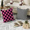 Black White Checkerboard Cushion Cover Breathable Linen Pillow Cover Skin-Friendly Home Decor Pillowcase With Hidden Zipper