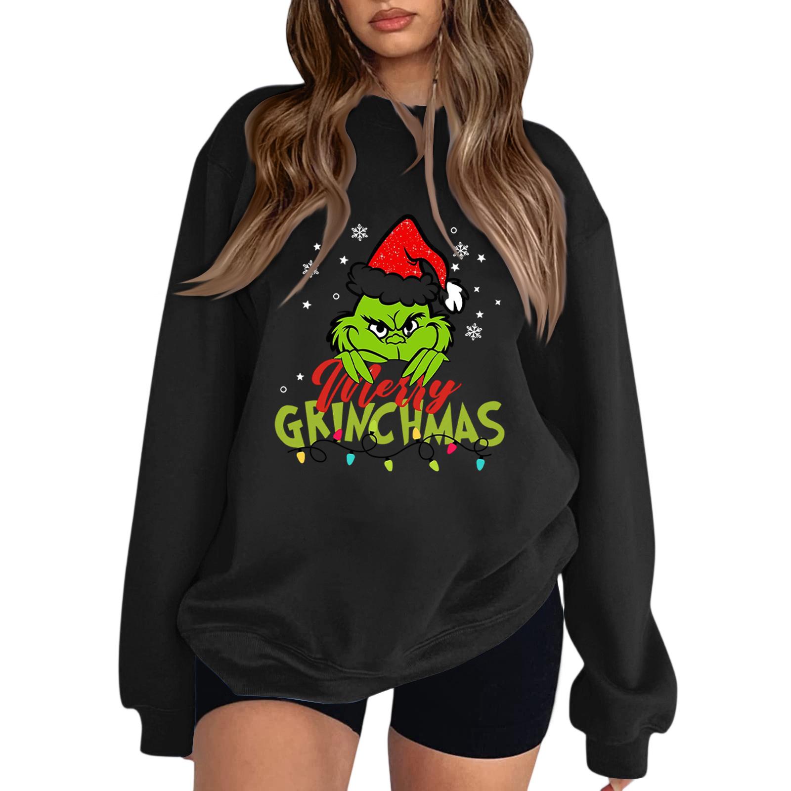 

Толстовка с круглым вырезом для женщин, осенние графические толстовки для отпуска с длинным рукавом и заниженной линией плеч L