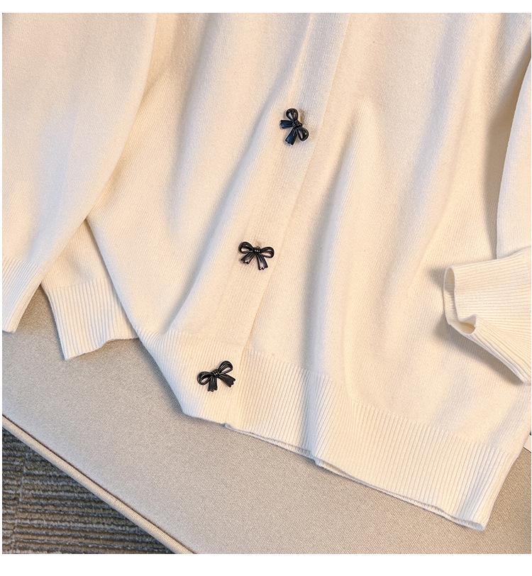 Plus Size Women's Loose Knit Cardigan Sweater for Bust 150-160 cm