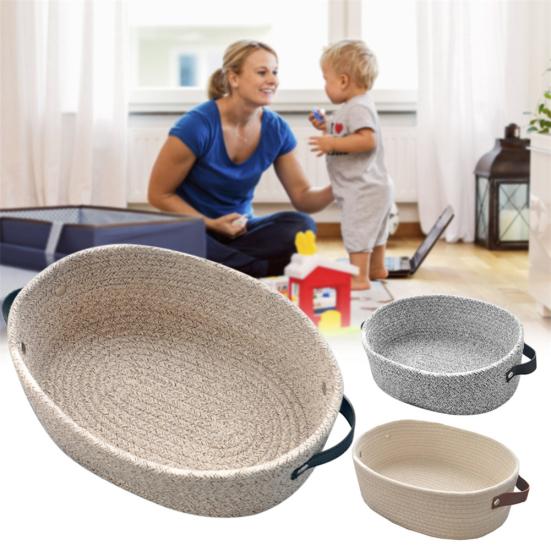 Καλάθι Αποθήκευσης Επιτραπέζιου Βαμβακερό Πλεκτό Παιχνιδιών Καλλυντικών Διάφορα Δοχείο Οργανωτής