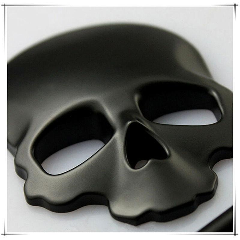 3D Kovová Lebka Hlava Kost Logo Vozidlo Auto Příslušenství Znak Nálepka Černá GZW