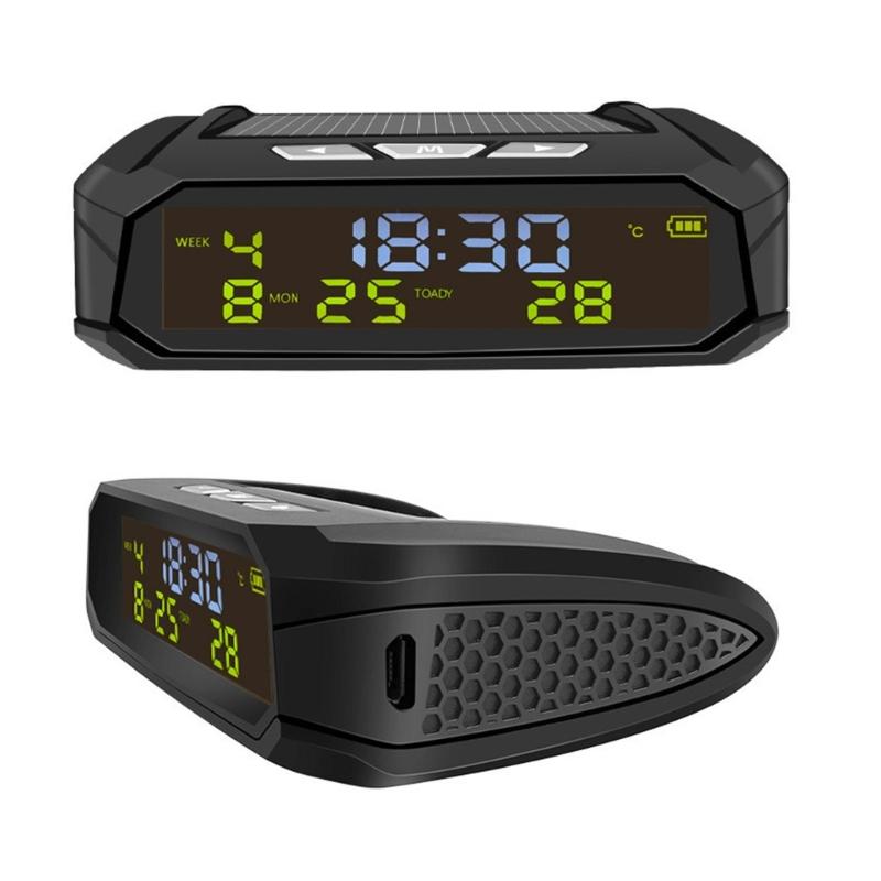 Solar Powered Car Clock Universal Multifunction Electronic Clock Wire Free