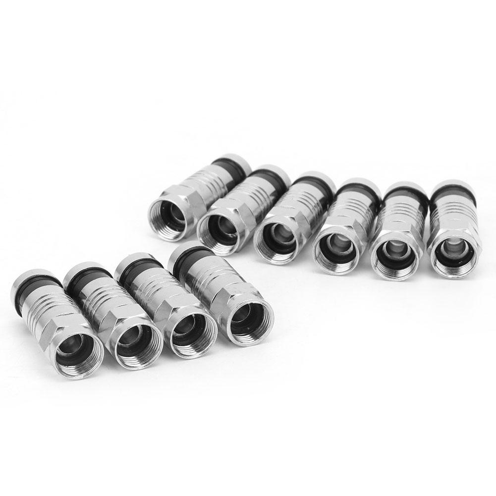 10 Pcs RG6 UK Squeezed Type F Connector F Cable Antenna Video Satellite Adaptor (F 007)