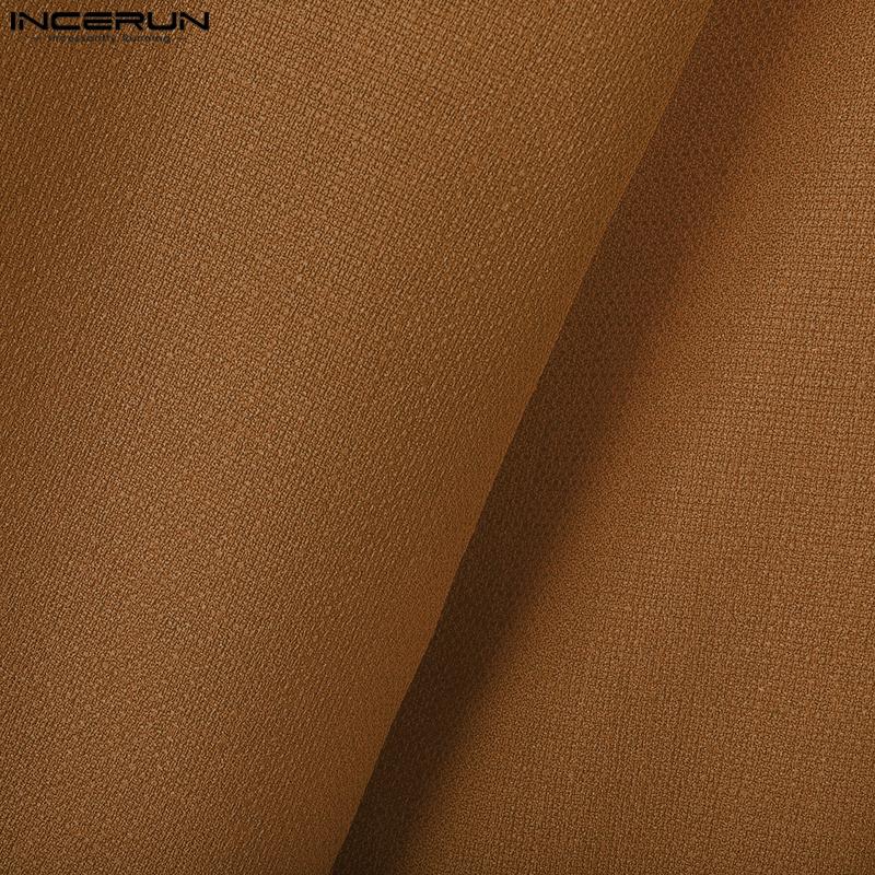 INCERUN Men Turn Down Collar Long Sleeve Loose Casual Texture Shirts Tops