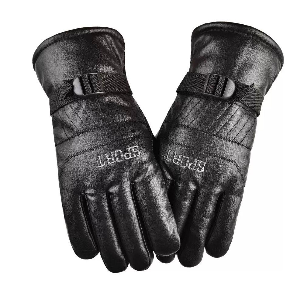 Keep Warm Men Leather Mittens Multifunction Driving Gloves Gift Winter Ski Gloves  Cycling