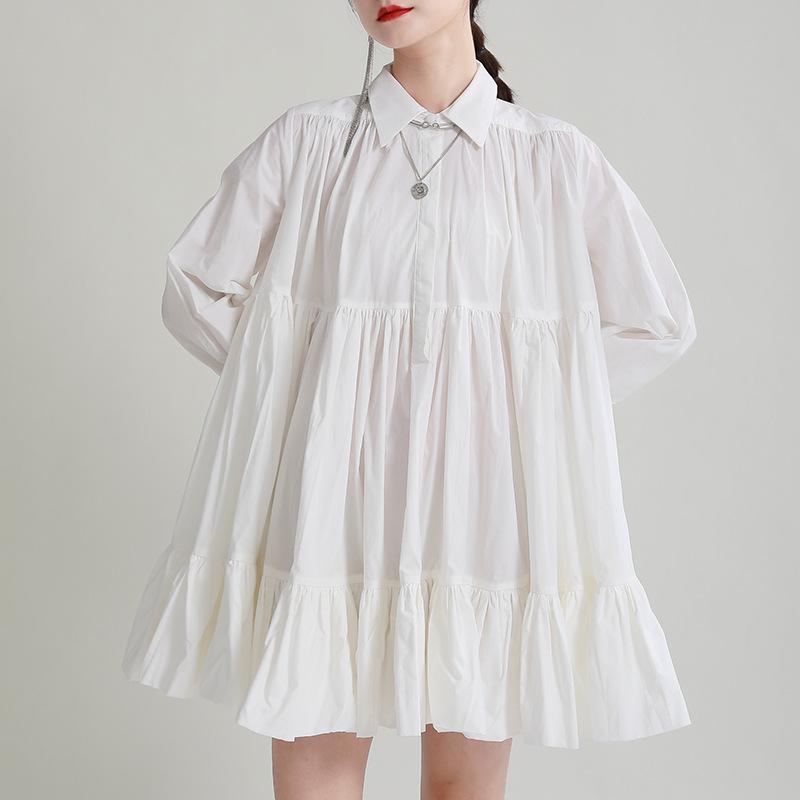 Zhongchuang Rizhen 2025 Women's A-Line High Waist Baby Doll Shirt Dress