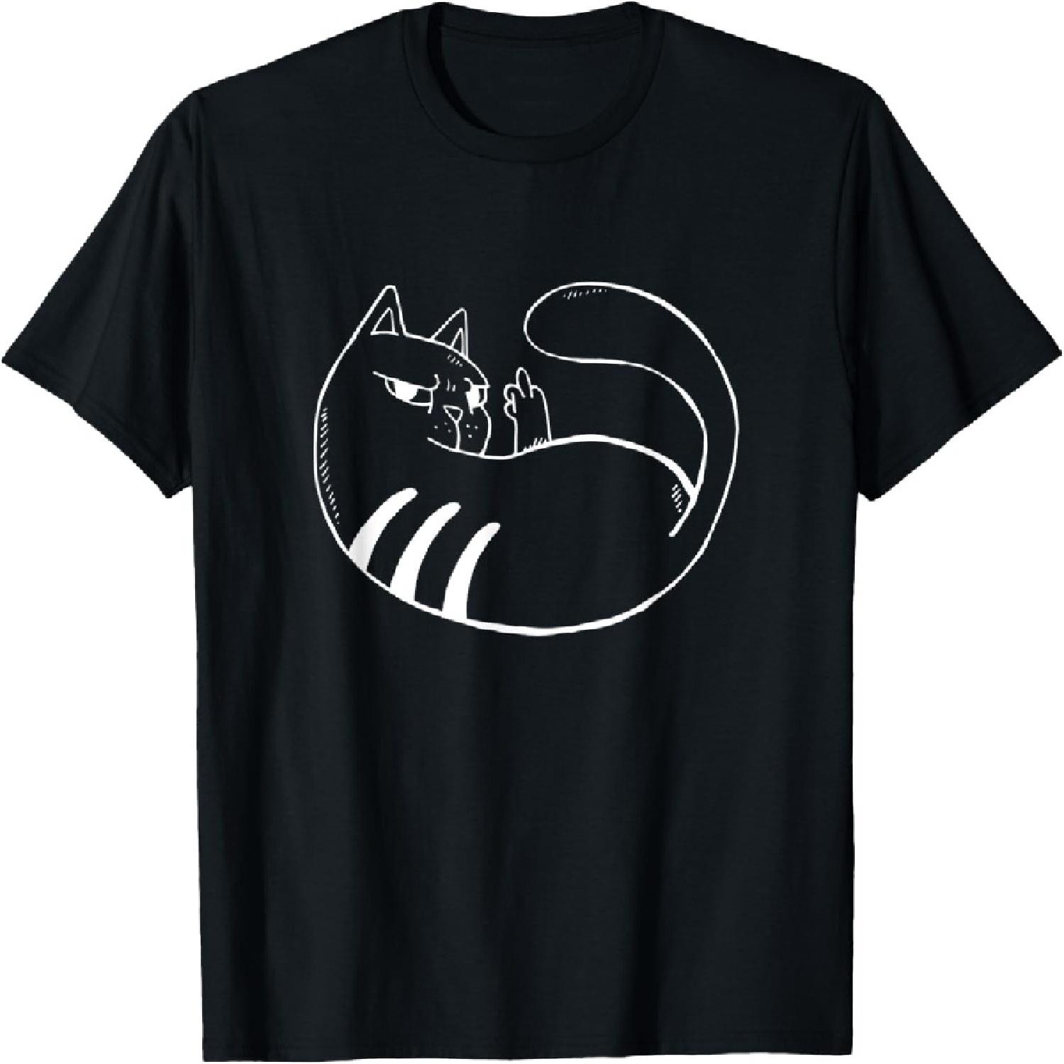 

Sarcasm Lazy cat is annoyed and shows middle finger T-Shirt XXXXXL різнокольоровий