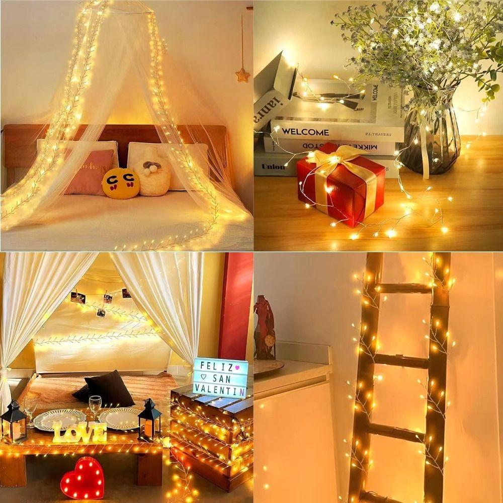 8 Flashing Modes LED Lights Copper Wire Design Remote Controlled Copper Wire Lights Energy Saving Remote Control Lights
