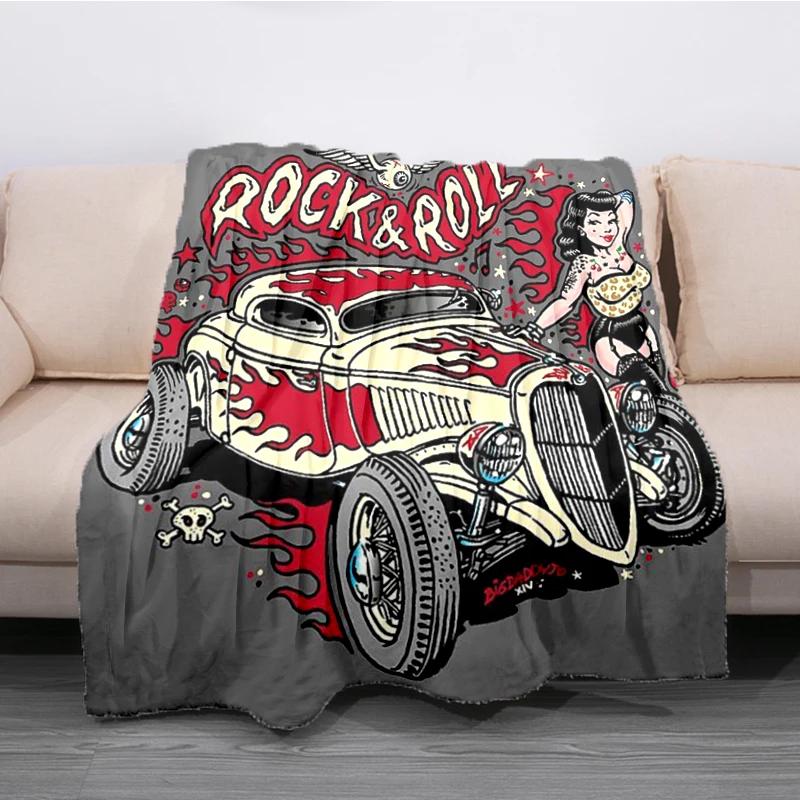 Retro Rock HipHop Music Trend Flannel Throw Blanket for Sofa and Bed Super Soft Mattress Cover