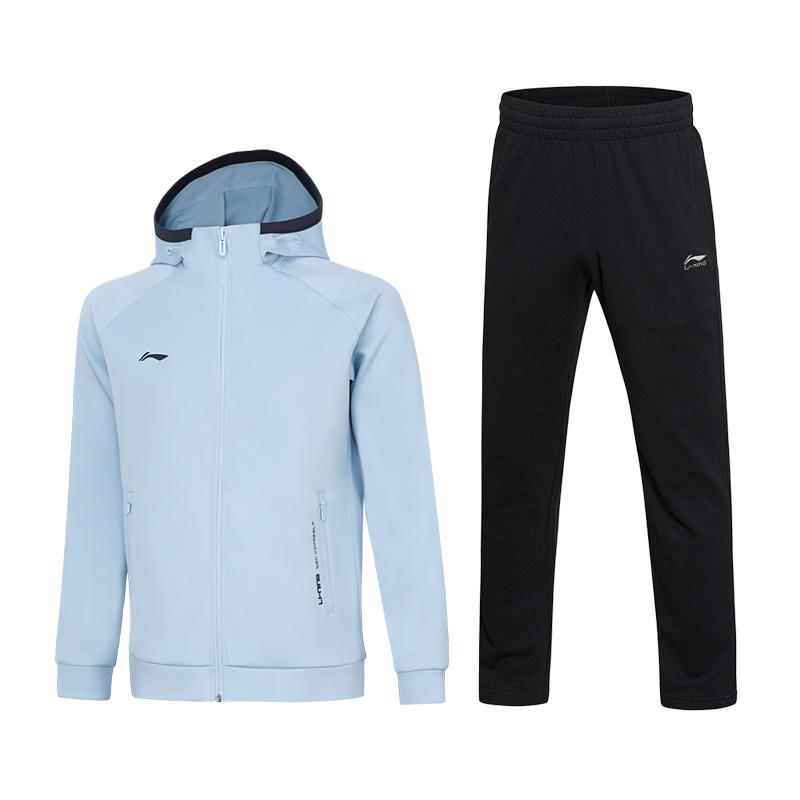 

LiNing Толстовка-кардиган с капюшоном Брюки прямого кроя Универсальные спортивные штаны Повседневный спортивный костюм Мужская толстовка, брюки, костюм AWDT993-3+AKLUC03-1 XL