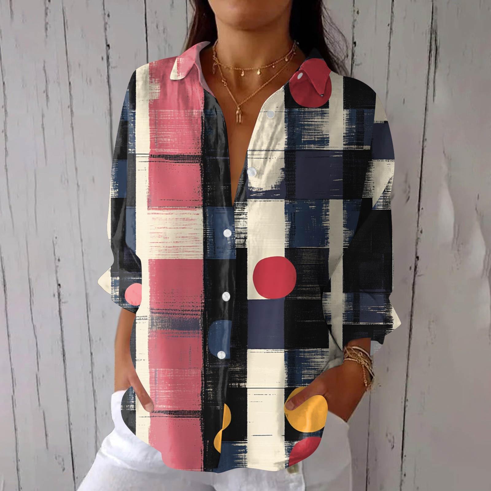 

Women s Fashion Seven Sleeve Casual Lapel Back Tie Shirt Printed T-Shirt Top XXL Темно-синій