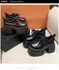 New 2025 Spring Women Platform Casual Shoes Loafers Lace-up Chunky Sneakers 10CM High Heels British Thick Bottoms Leather Shoes