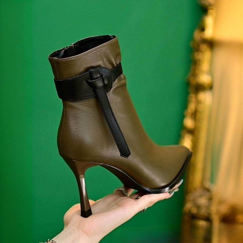 Korte Schoenen, Schoenen met Puntige Neus, Nieuwe Herfst- en Winter Retro en Veelzijdige Korte Laarzen