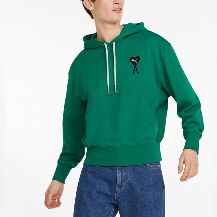 Puma x AMI Casual Sports Logo Love Heart Solid Color Hoodie Men Tops Tender-Green 534069-96