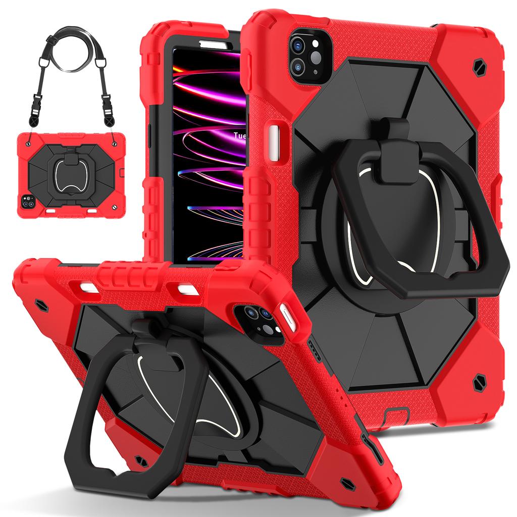 Heavy Duty Case for iPad Pro 11 4th 3th 2th 1th Air 5 4 10.9 Silicone + PC Shockproof Stand Tablet Cover with Shoulder Straps