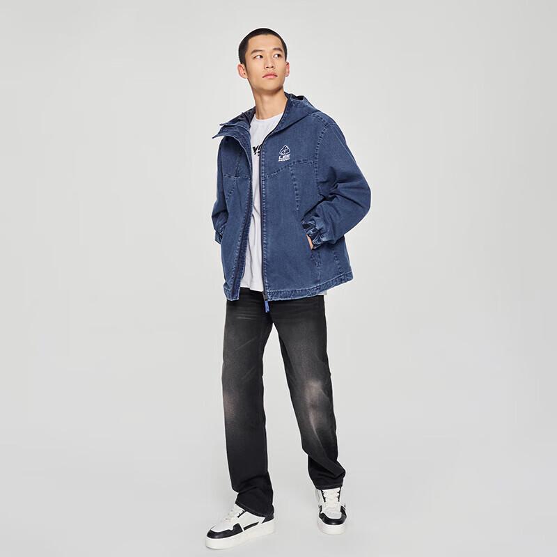 Lee Men's Dark Blue Comfort Fit Hooded Denim Jacket