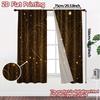 Set Of 2 Flat Printing Jit Curtains Without Rod Golden Yule Tree Chic Versatile Durable Polyester Curtain