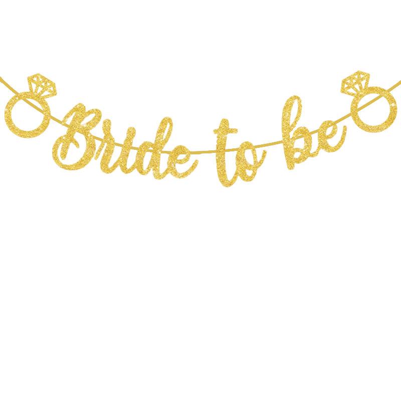 Decor de Nuntă European și American: Fustă Tulle 'Bride to Be' Banner Sclipicios cu Design Inel cu Diamant