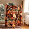 1pc Vintage Autumn Plaid Maple Leaf Themed Flannel Blanket - Large Size, Soft, Lightweight, and Warm, Suitable for All Seasons -