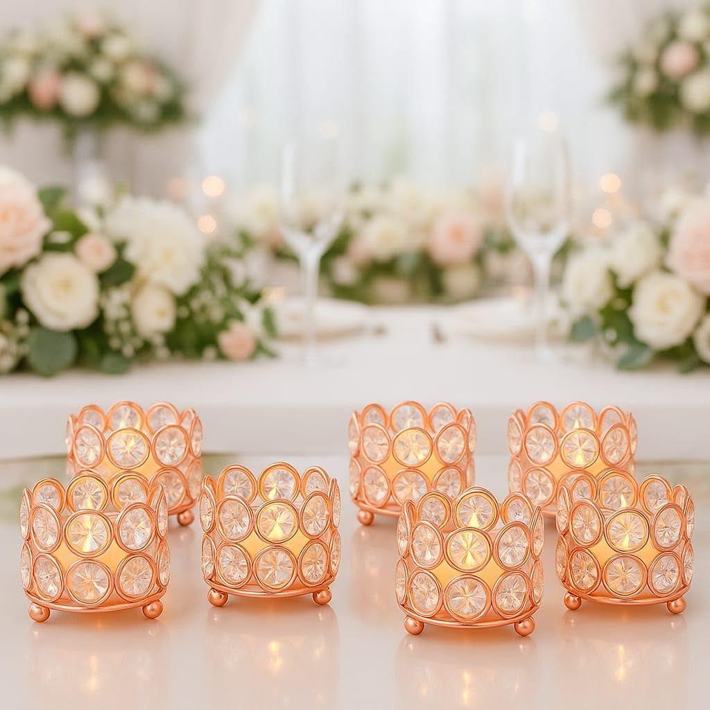Iorn Art Ware Crystal Tealight Candle Holder Votives Bowl for Home Decor, Christams Diya Diwali Decor Lights Centerpieces