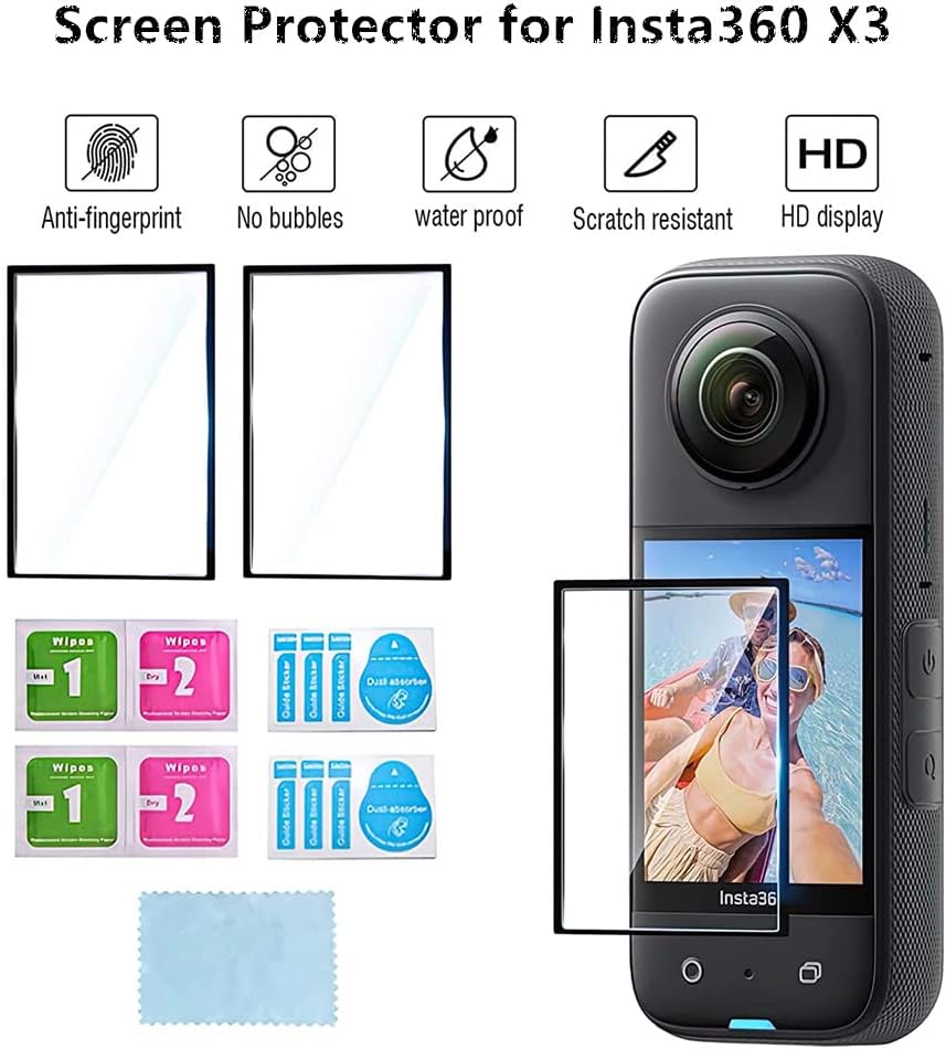 7in1 Insta360 X3 Accessories Kit: Silicone Case, Lens Guard, Screen Protector, Outdoor Bag with Carabiner