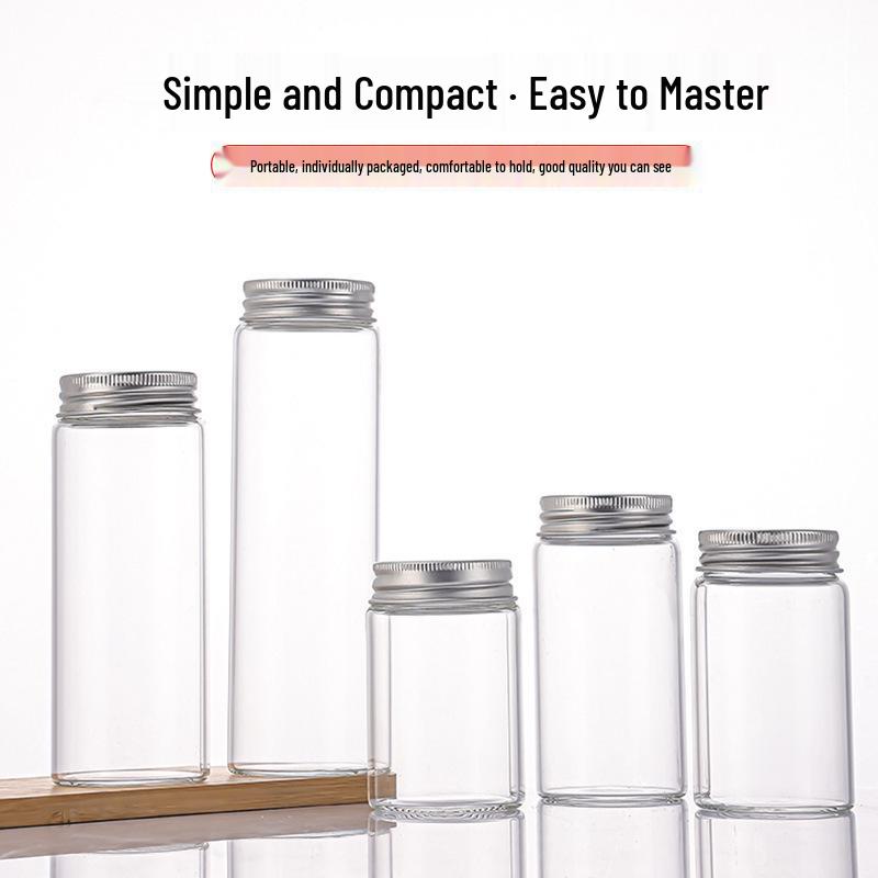 47mm Aluminum-Capped High Borosilicate Glass Bottle for Candy, Medicine Capsules, Cordyceps, and Floral Tea Packaging