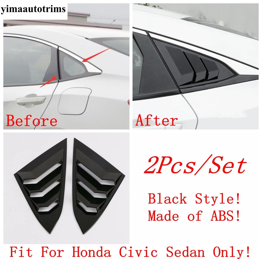 Rear Side Window Louvers Shutters Sunshade Air Panel Cover Trim For Honda Civic 2016 - ABS Carbon Fiber / Black Accessories