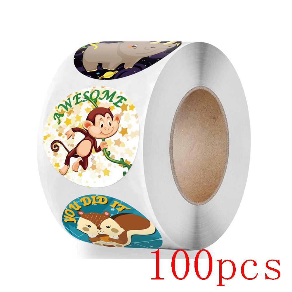 50-500Pcs English Animals Cartoon Stickers For Kids Toys Label School Teacher Reward Sticker 1Inch Pattern Motivational Sticker