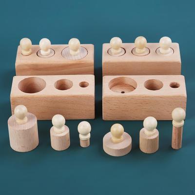 4 Montessori Knobbed Cylinders Blocks for Early Learning Activities