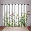 Modern Pastoral Style Floral Green Leaf Curtains 2 Panels Beautiful Butterfly Curtains Living Room Bedroom Dining Room Decor