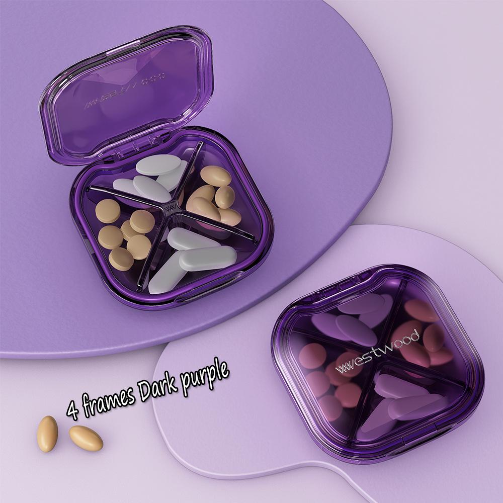 4 Cells Portable Pill Box Premium BPA Free Portable Pill Box Waterproof Travel Medicine Organizer with Detachable Compartment
