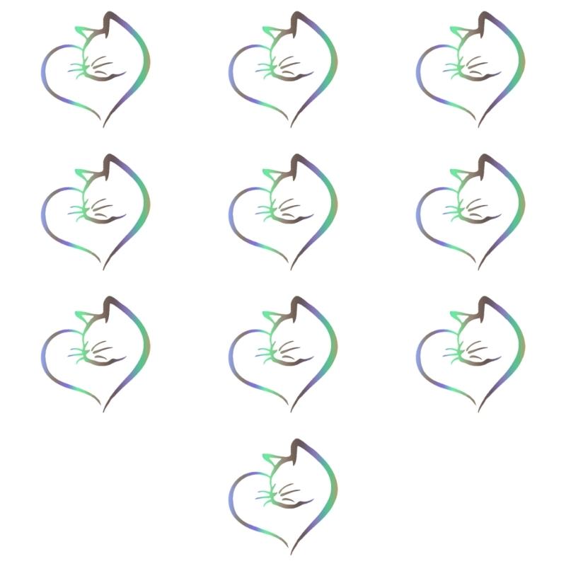 Creative Cats &Heart Pattern Car Sticker Reflective Safety Decal Strong PVC Decal for Vehicle Glass Night Driving