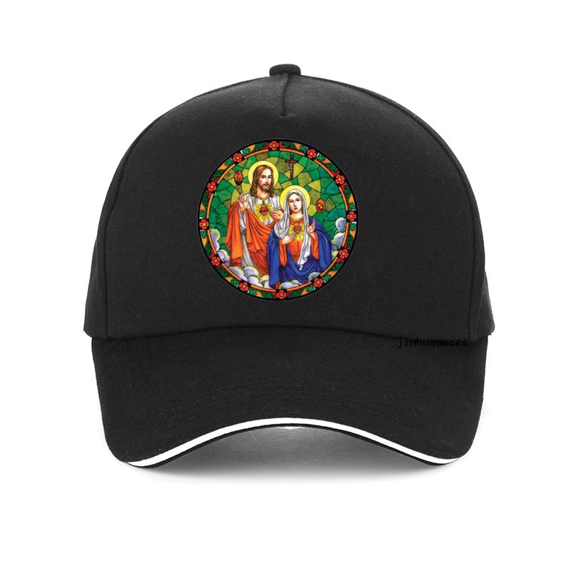Unisex Sacred Hearts Of Jesus & Mary Baseball Cap Premium Quality Adjustable Snapback Catholic Devotional Print Christian Faith-