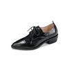 Fashion 2025 Women's European and American New Spring and Autumn Pointed Leather Lace up Middle Heel Retro Blake Lefu Single Shoes