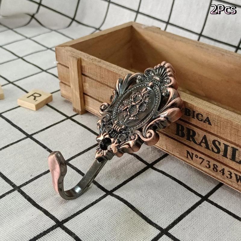 2Pcs Rose Pattern Vintage Bronze Gold European Zinc Alloy Curtain Holdbacks Decoration Hook Wall Hooks For Cloth Hat Drapery