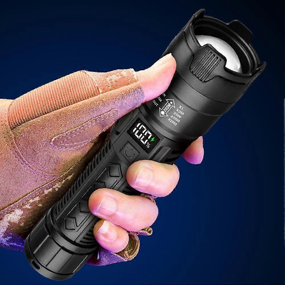 Hot Selling Multi-Functional Strong Light Flashlight Digital Display Telescopic Flashlight Outdoor Portable Waterproof Flashlight